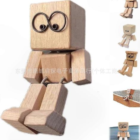 Handgefertigte Schaukelpuppe aus Holz, farbenfrohe Figur für Schreibtisch oder Armaturenbrett, einzigartiges Deko-Accessoire aus Massivholz. (1/5)