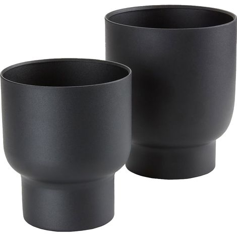 Set 2 Portavasi Fulda in Metallo Nero — Ø14 e Ø16 cm