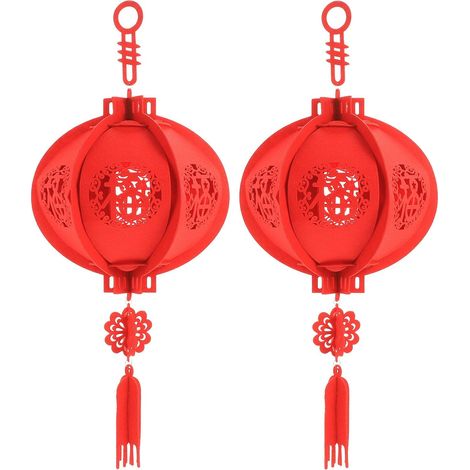 2 pièces rouge décoratif feutre Festival pendentif, suspension lanterne décorer la fenêtre pour une ambiance festive (1/5)