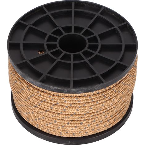 Corde de tente de camping de 50 mètres, haute densité, anti-UV, résistante à l'usure, kaki, réfléchissante. (1/5)