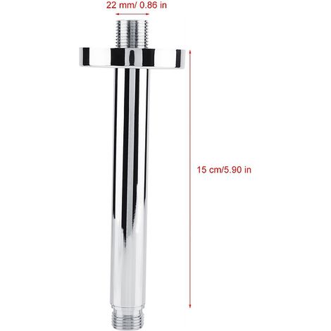 Colonne de douche chromée en acier inoxydable, manchon mural pour tête de pluie de type rain shower, G1/2, 15 cm. (1/5)