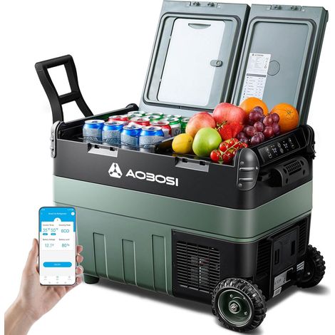 40L Bi-Zone Electric Cooler for Car with APP, LED Lighting, 12/24V and 100-240V, USB Charging, -20°C to 20°C, Compressor Refrigerator, Suitable for Car Holidays (1/5)