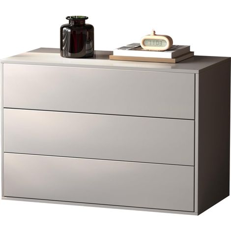 Commode 3 tiroirs blanc 80 cm, modulaire pour chambre/salon (1/5)