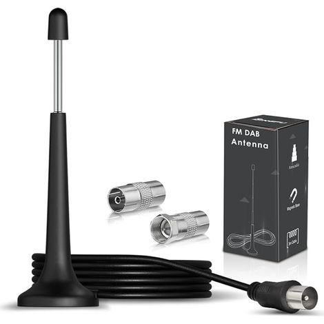 Antenne Radio DAB Intérieur Télescopique 75 Ohm Base Magnétique (1/4)