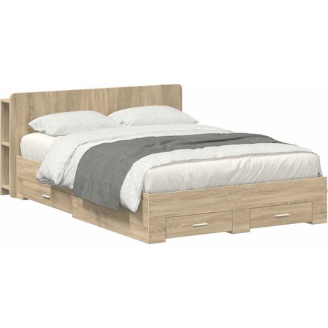 Estructura de cama con almacenamiento Roble  150 x 200 cm