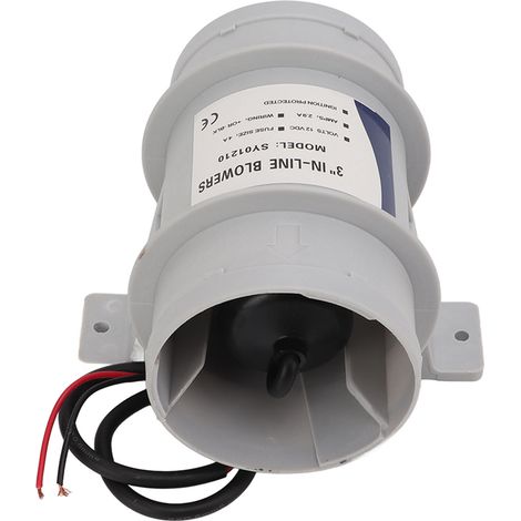 soplador de aire en línea silencioso de 12 V, 3 pulgadas, 5 aspas, resistente al agua, para yate, barco, autocaravana. (1/5)