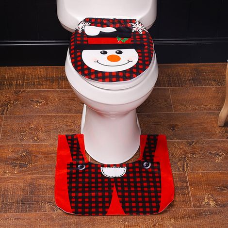 Tapis De Toilette - Housse De Siège De Toilette - Décoration De Salle De Bains Pour Noël - Lot Complet - 2 Pièces (1/5)