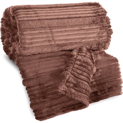 Manta polar Eurofirany Nina con estampado en relieve, 220 x 200 cm, color beige. (1/5)