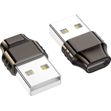 Adaptateur USB-C femelle vers USB-A mâle (lot de 2) - Câble de charge compatible avec iPhone 11/12 Pro Max, iPad Air/Pro, Samsung Galaxy S20/S21 Plus/Note 10/20, Google Pixel 5/4/3 XL