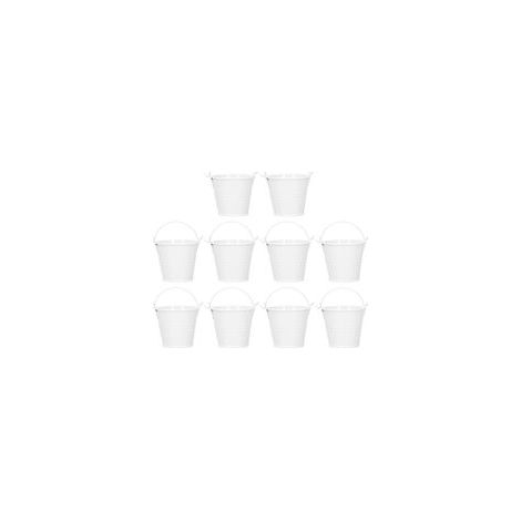 Lot de 10 mini pots de fleurs pour plantes succulentes, petits seaux en métal blanc, pour décoration intérieure et extérieure, 4 x 5,5 x 6 cm (1/5)