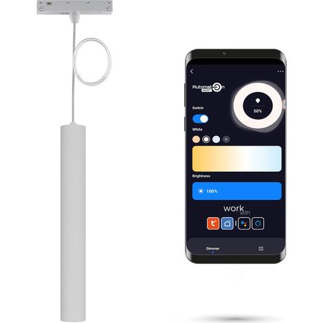 Lámpara colgante LED blanca WiFi Zigbee de 10 W para rieles magnéticos SMART TRACK 48 V CC, regulable entre 3000 y 6500 K. (1/5)