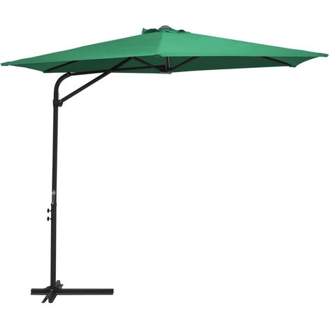 Parasol d'extérieur déporté avec mât en acier 300 cm Vert 2 (1/5)