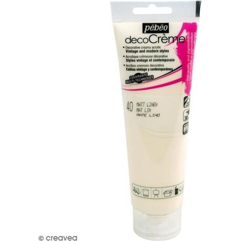Peinture acrylique - PEBEO - DecoCrème - Couleur Lin - 120 ml - Finition Mat (1/2)