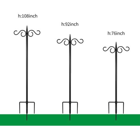 Ortviai Crochet de Jardin Réglable en Fer Forgé Noir – 193 cm, Double Crochet pour Suspension de Lanternes, Paniers ou Nids