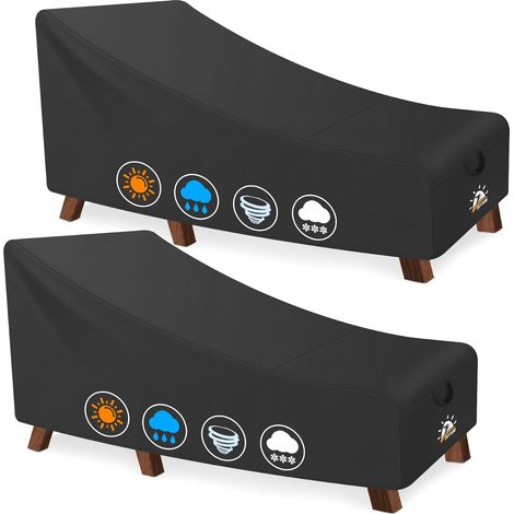Lot de 2 Housses pour Chaise Longue, Imperméable 600D, Résistante UV, Pour Jardin et Piscine (1/5)
