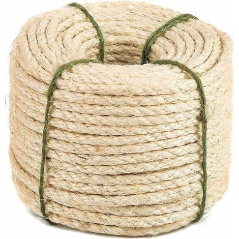 Corde de Sisal Naturel 8mm Remplacement Cordage Ancien Accessoire Idéal pour remplacer Poteaux de l'arbre à Chat (8mm, 20m) (1/4)