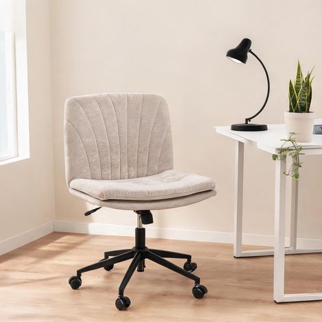Chaise de bureau beige en chenilla 67 x 62 x 93 cm (1/5)