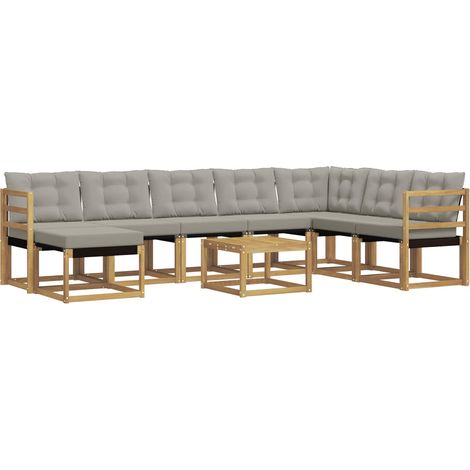 Conjunto de sofás de exterior 9 uds. Blanco y Gris Claro vidaXL (1/5)