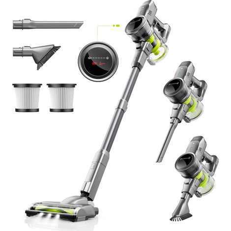 Aspirateur sans Fil 26000pa, Aspirateur Balai sans Fil avec 3 Modes, Écran LED, Batterie Amovible, Collecteur De Poussière De 1,5 L, Adapté Aux Sols Durs, Tapis, Voitures Et Poils d'animaux