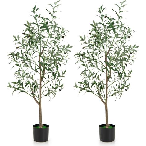 Albero di olivo artificiale 130cm con frutti realistici in vaso per interni (1/4)