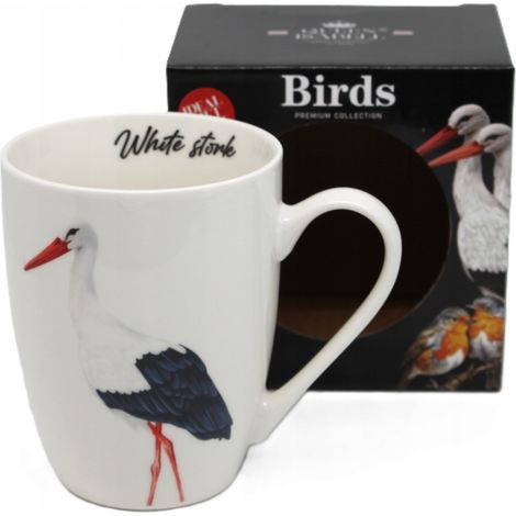 Taza de porcelana con la imagen de una cigüeña. PARA REGALO. (1/5)