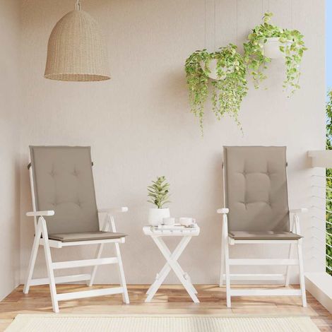 Coussins de chaise de jardin dossier haut-Coussins de chaise de terrasse-Coussins d'extérieur lot de 2 taupe tissu (1/5)