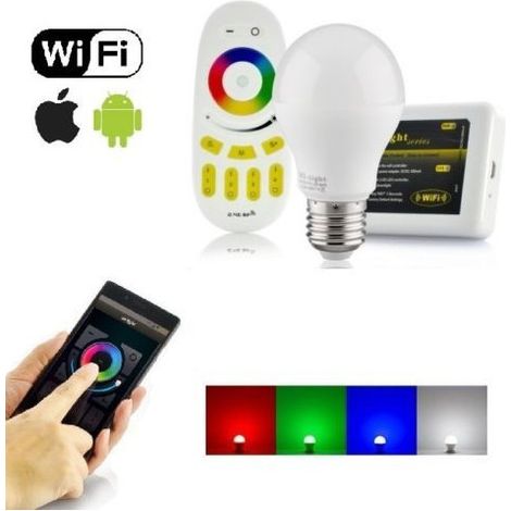 Lampe Led Wifi Lumière Blanche Rgb Multicolore E27 Télécommande Rf Module Smartphone (1/5)