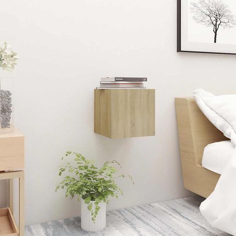 vidaXL Mesita de noche madera de ingeniería roble Sonoma 30,5x30x30 cm (1/4)