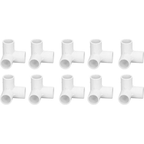 [NIEMALS VERWENDET] 10 PVC-3-Wege-Winkelstücke 20 mm – T-Verbinder für Bewässerungsrohre, langlebig und einfach zu montieren, weiß