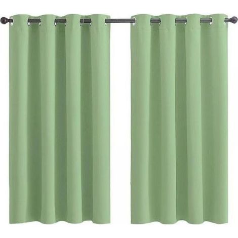 Ensemble de 2 Panneaux de Rideaux Courts à Oeillets - Occultant Isolant Thermique Vert Sauge - pour Chambre, Cuisine, Salle de Bain 28x36 Pouces (K30) (1/5)