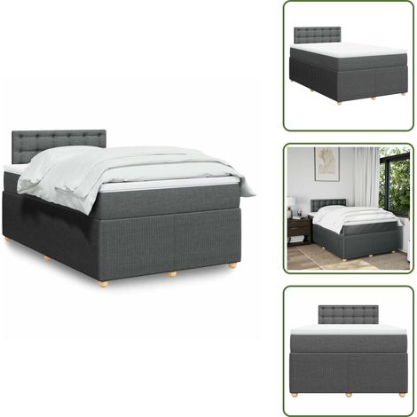 Sommier à lattes de lit avec matelas gris foncé 120x190cm tissu - Sommier À Lattes De Lit - Sommiers À Lattes De Lit - Lit - Meuble De Chambre À Coucher (1/5)