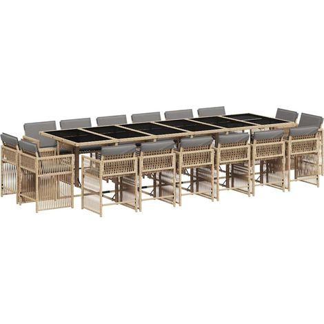 Maison Exclusive - Set Pranzo da Giardino 17 pz con Cuscini Beige Misto Polyrattan (1/5)