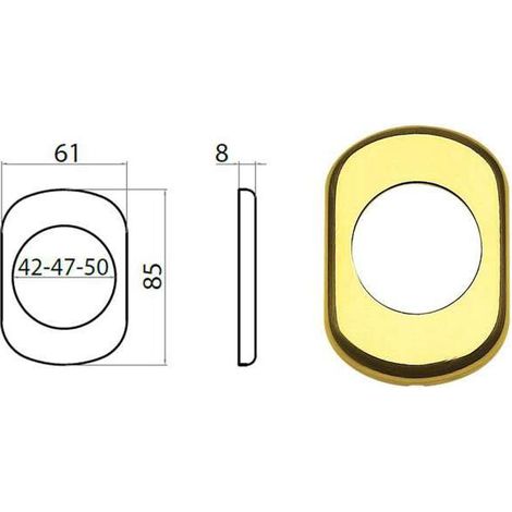 Bocchetta Ghidini serie ghibli in alluminio anodizzato foro diametro 50 mm finitura oro