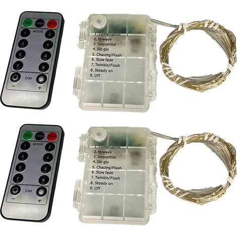 Guirlande Lumineuse - 100 LED - 10 M - USB Alimenté - Télécommande Incluse - Pour Jardin Cour Intérieur Extérieur - Lot de 2 (1/5)