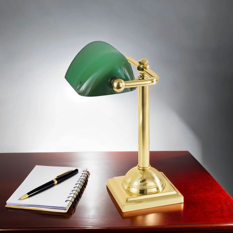 Bankerlampe Gold 24K aus Echt-Messing Premium