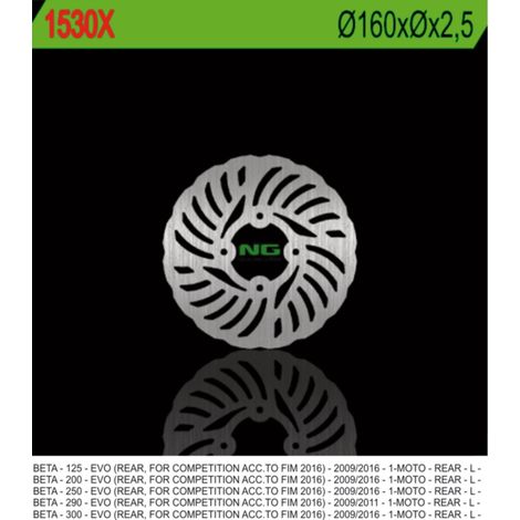 Disco de freno trasero NG Wave de 160 mm para Beta Evo 125-300 (2009-2017)
