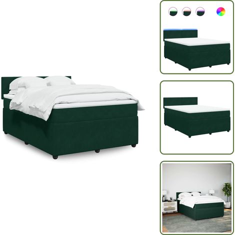 Letto a molle - vidaXL Giroletto a Molle con Materasso Verde Scuro 160x200 cm Velluto - Letto con testiera