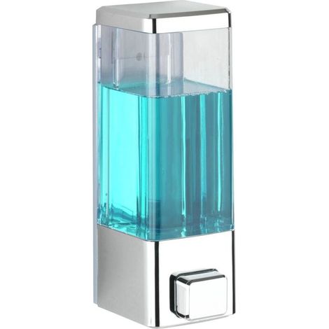 350 ml Wall-mounted soap dispenser, wall-mounted hydroalcoholic gel dispenser, no drilling, capacity, plastic, 6x18.5x7.5 cm, chrome (1/5)