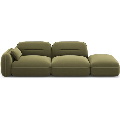 Canapé modulable droit 3 places en velours vert clair (1/5)