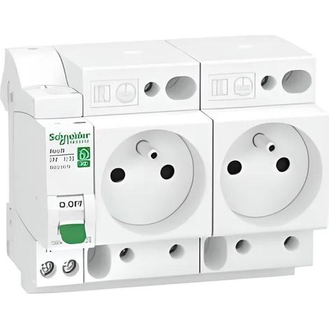 RESI9 XE - COMBIN DISJ+2 STROMSTECKDOSEN - 1P+N - 16A - KURVE - STECKER SCHNEIDER ELECTRIC