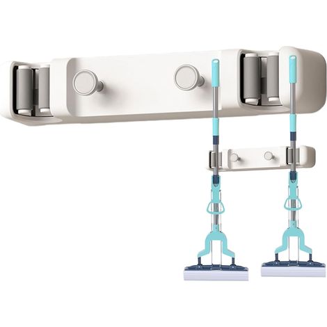 Porte Serpillère Murale Crochets Adhésifs Pour Outils,Organisateur Mural Pour Balai Pour Serviette Pelle Brosse Balle De Bain Buanderie Garage Jar