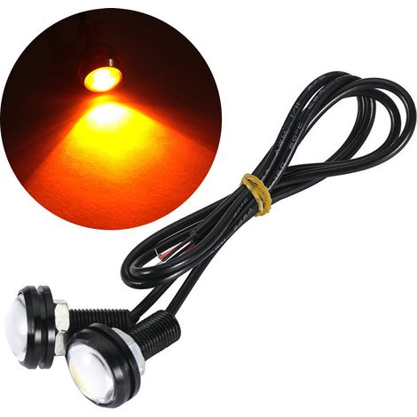 Feu LED « Eagle Eye » de 23 mm à fixation par boulon (jaune, unité unique) – Convient aux voitures (feu de recul/feu auxiliaire) ainsi qu'aux motos et gyropodes. (1/2)