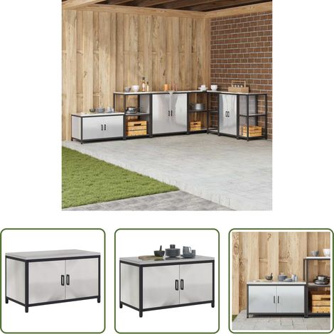 Stauraum - Küchenaufbewahrung mit Regal Silber 60 x 50 x 92 cm Stahl (1/5)