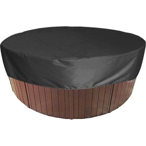 Telo di copertura rotondo per piscina, telo solare per piscina, copertura protettiva impermeabile per spa, 190T per spa e vasche da bagno all'aperto, nero 200x30 cm. (1/4)