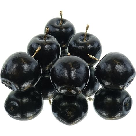 DPI Deko Mini - Äpfel Schwarz mit Stiel Ø 5 cm im 6er Pack - Kunststoff (1/2)