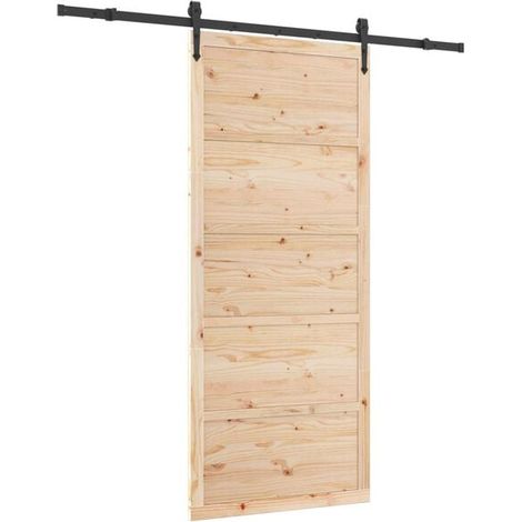 Porte coulissante en pin massif, 100 x 208 cm