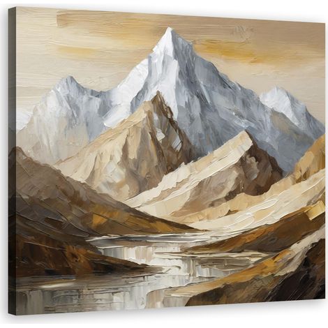 Tableau déco Montagnes Paysage peint 30x30 (1/5)