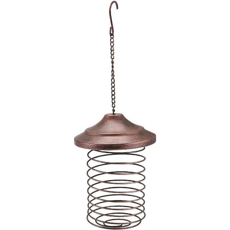 Mangeoire à oiseaux en fer, suspendue pour l'extérieur, portable, pour oiseaux sauvages, avec support pour boules de graisse, accessoire pour oiseaux de compagnie dans les parcs et jardins. (1/5)