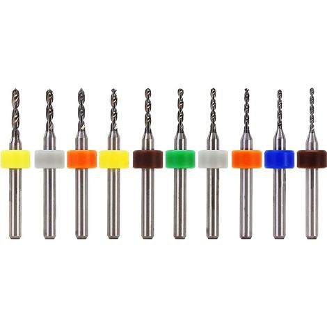 10 Pcs 1.1-2.0mm PCB Circuit Imprimé Carbure de Tungstène Micro Forets Mini Twist Drill Bits Set Gravure Métallurgie pour Bijoux Gravure (1/5)