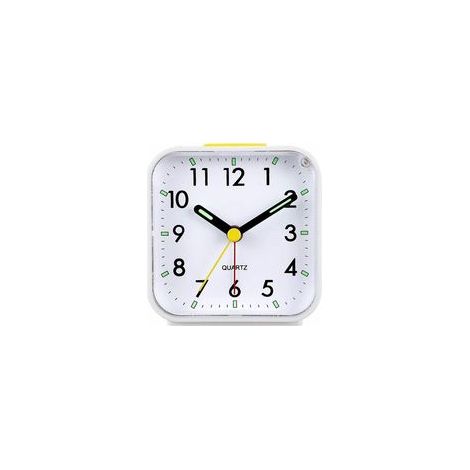 Réveil analogique silencieux, sans tic-tac, fonctionnant sur piles, avec fonction snooze et lumière, facile à régler pour les seniors (1 pile AA) - Blanc (1/5)